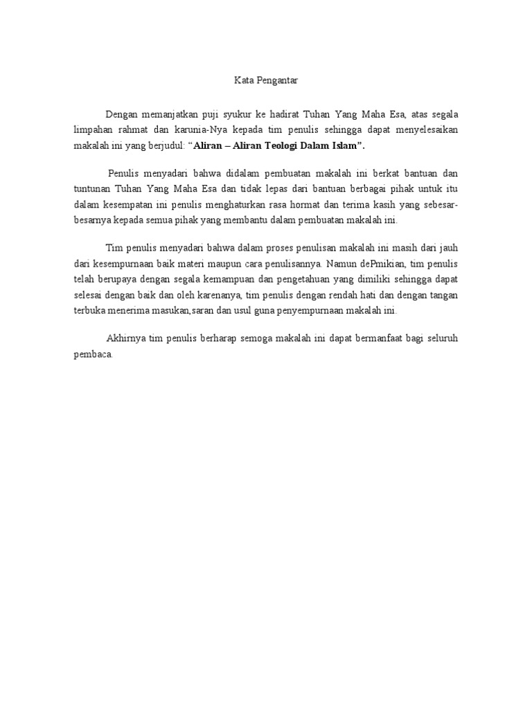 Makalah Aliran Aliran Teologi