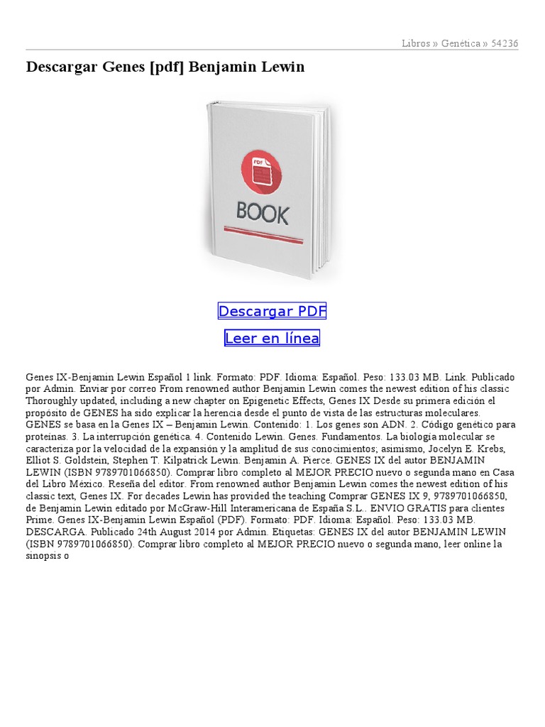 Genes IX de Benjamin Lewin en PDF | PDF