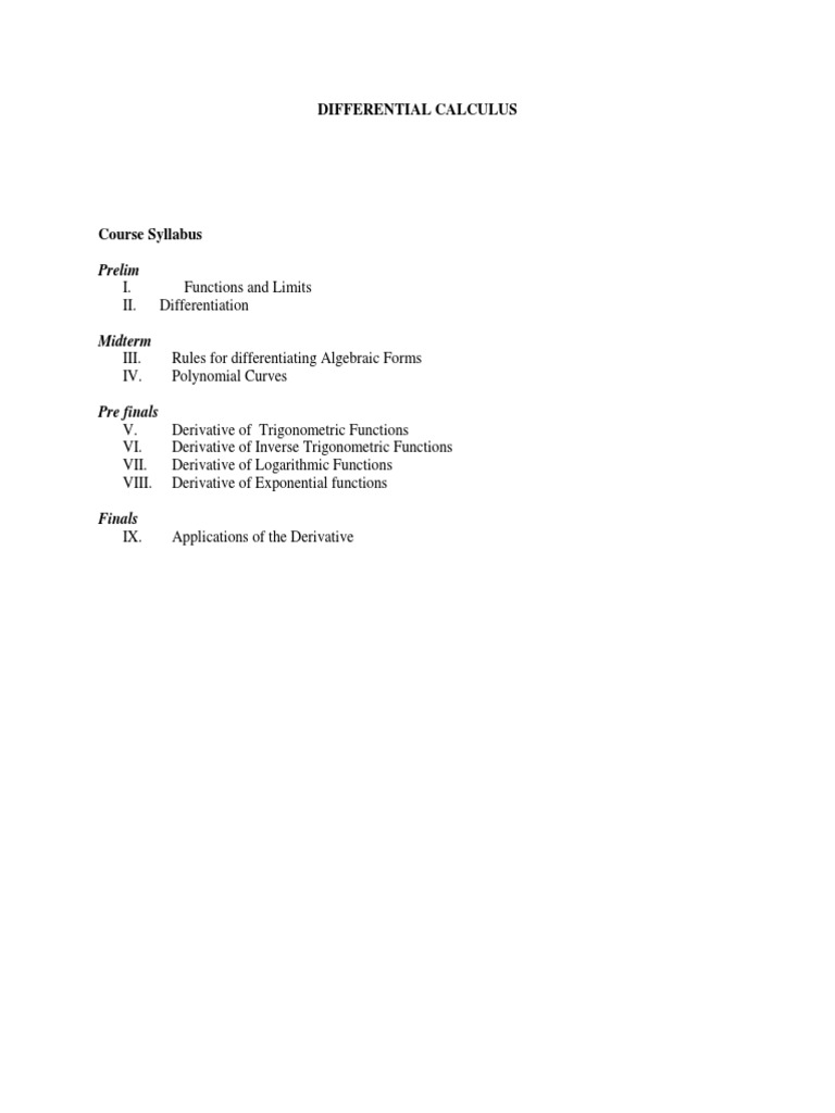Differential Calculus PDF