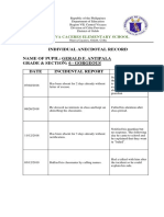 Individual Anecdotal Record Name of Pupil: Gerald F. Antipala Grade & Section: 6 - Gorgeous Date Incidental Report Remarks