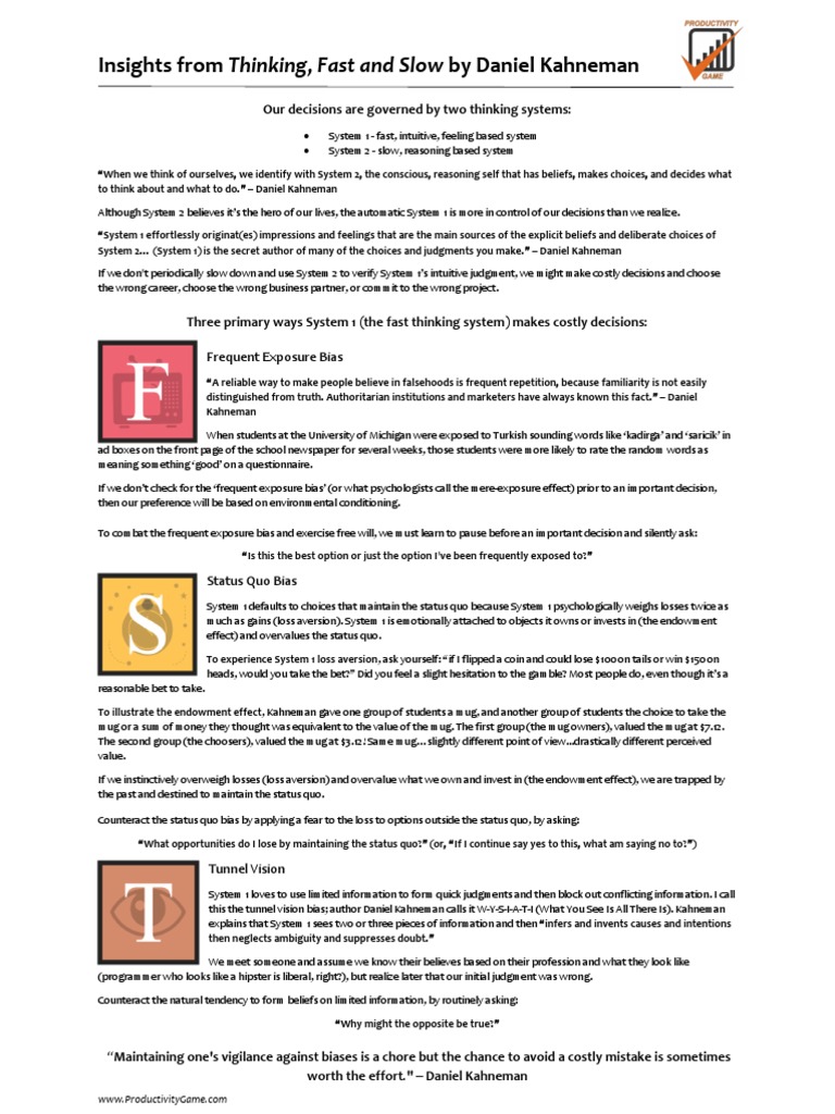 Thinking Fast and Slow PDF | PDF | Bias | Action (Philosophy)