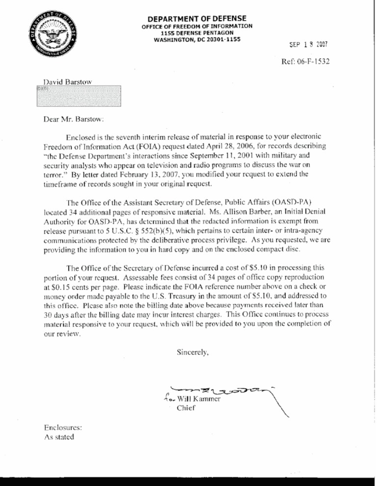 FOIA Response: Defense Dept. Records Release | PDF | Law