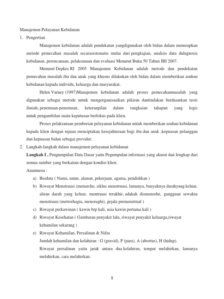 Manajemen Pelayanan Kebidanan | PDF
