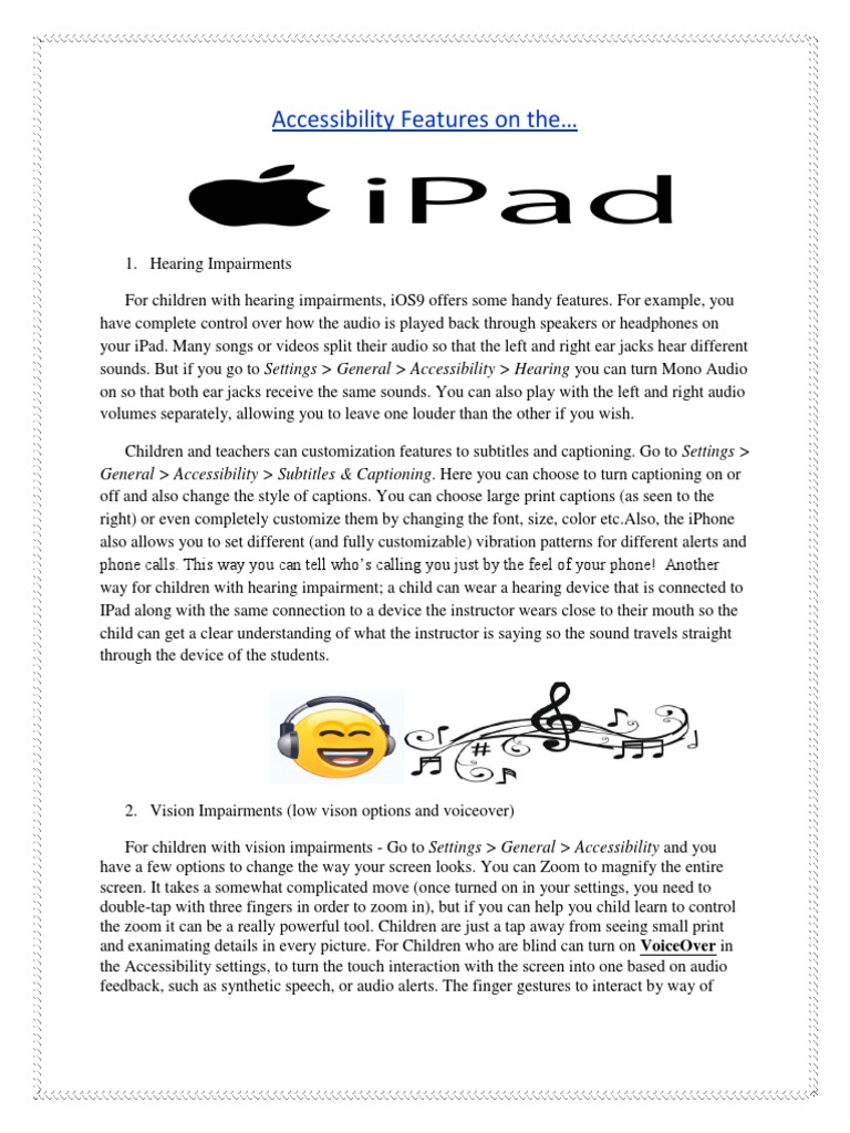 iPad Accessibility Features for Kids | PDF | I Pad | Hearing Loss