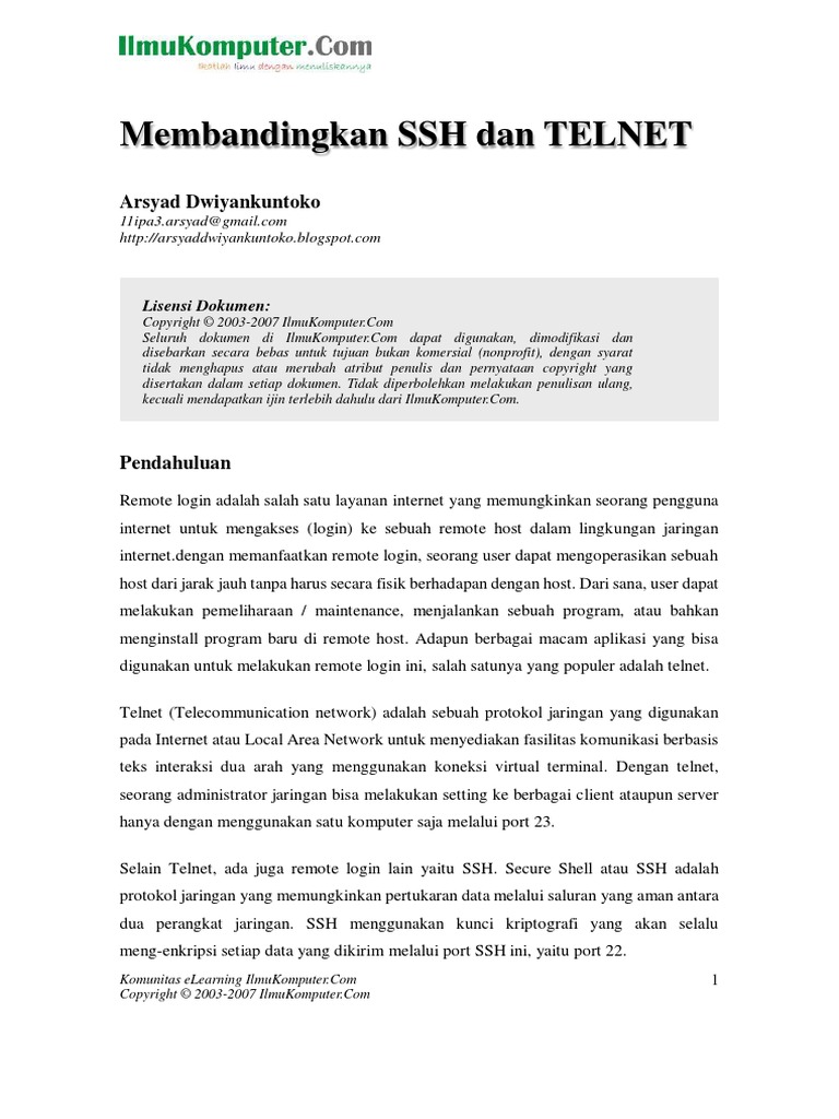 SSH Dan TELNET PDF | PDF