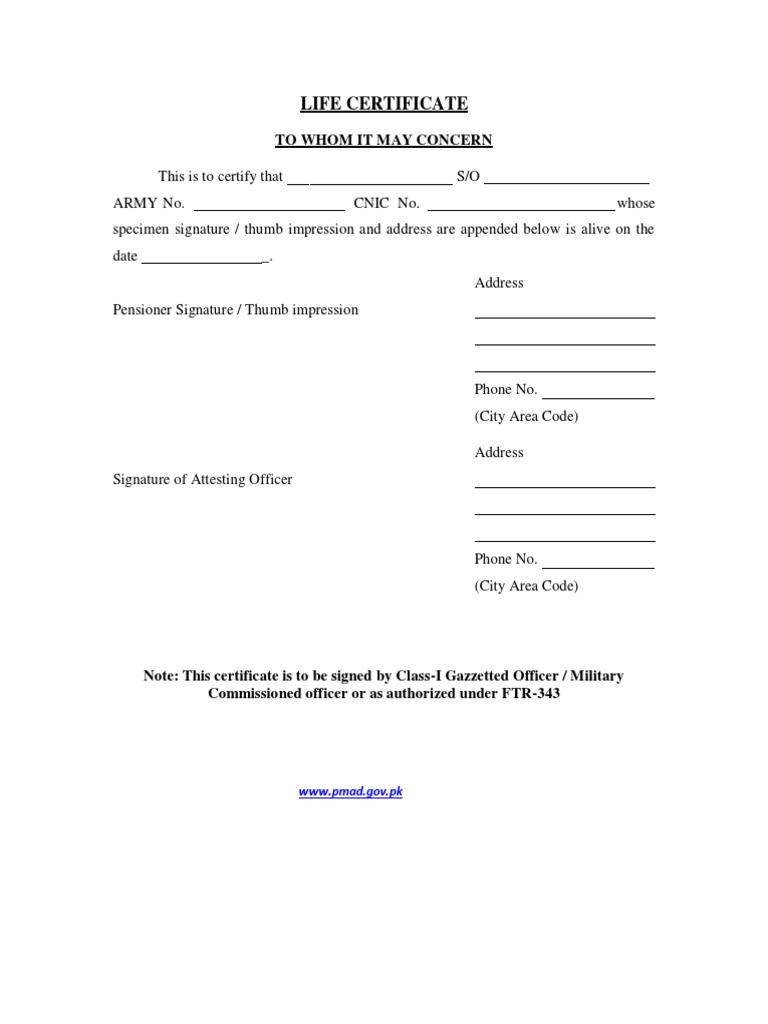 Life Certificate | PDF