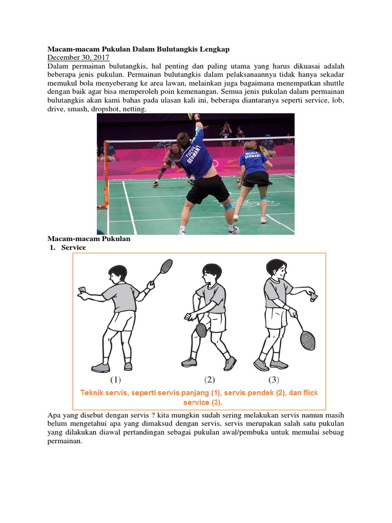 Macam Tehnik Bulu Tangkis Pdf