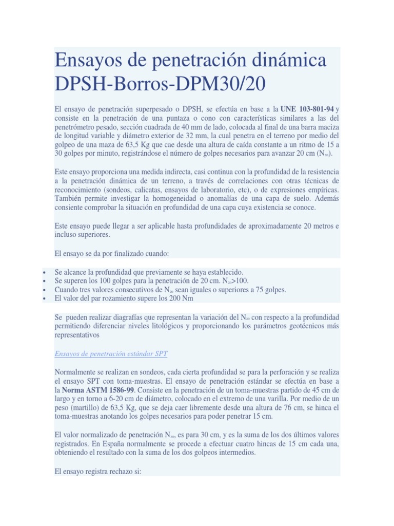 Ensayos de Penetración Dinámica DPSH | PDF | Naturaleza