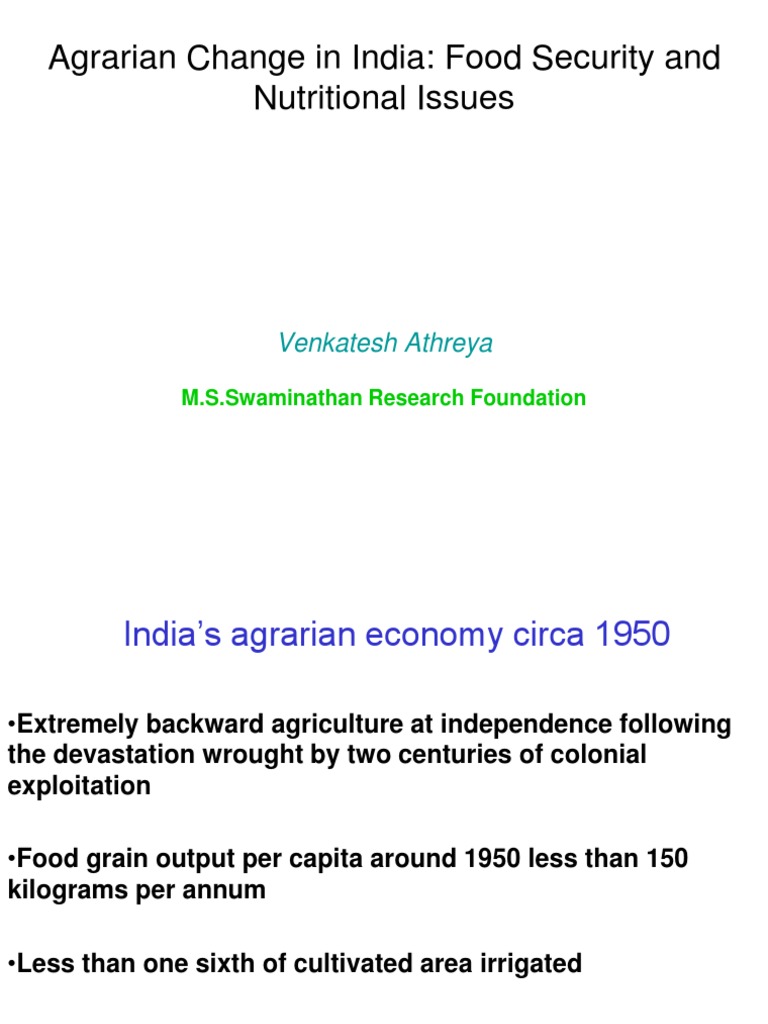 Agrarian Change and Food Security in India | PDF | Food Security ...
