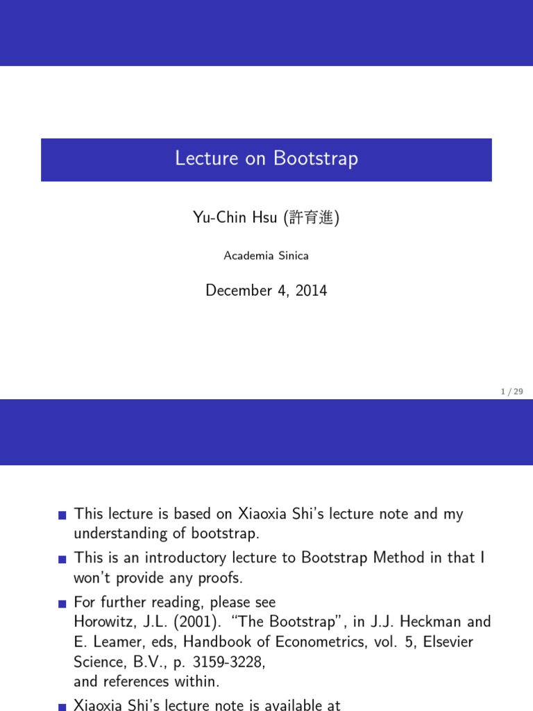 Lecture On Bootstrap Lecture Notes PDF Bias Of An Estimator