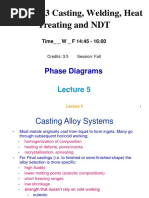 MECH 423 Casting, Welding, Heat Treating and NDT: Phase Diagrams