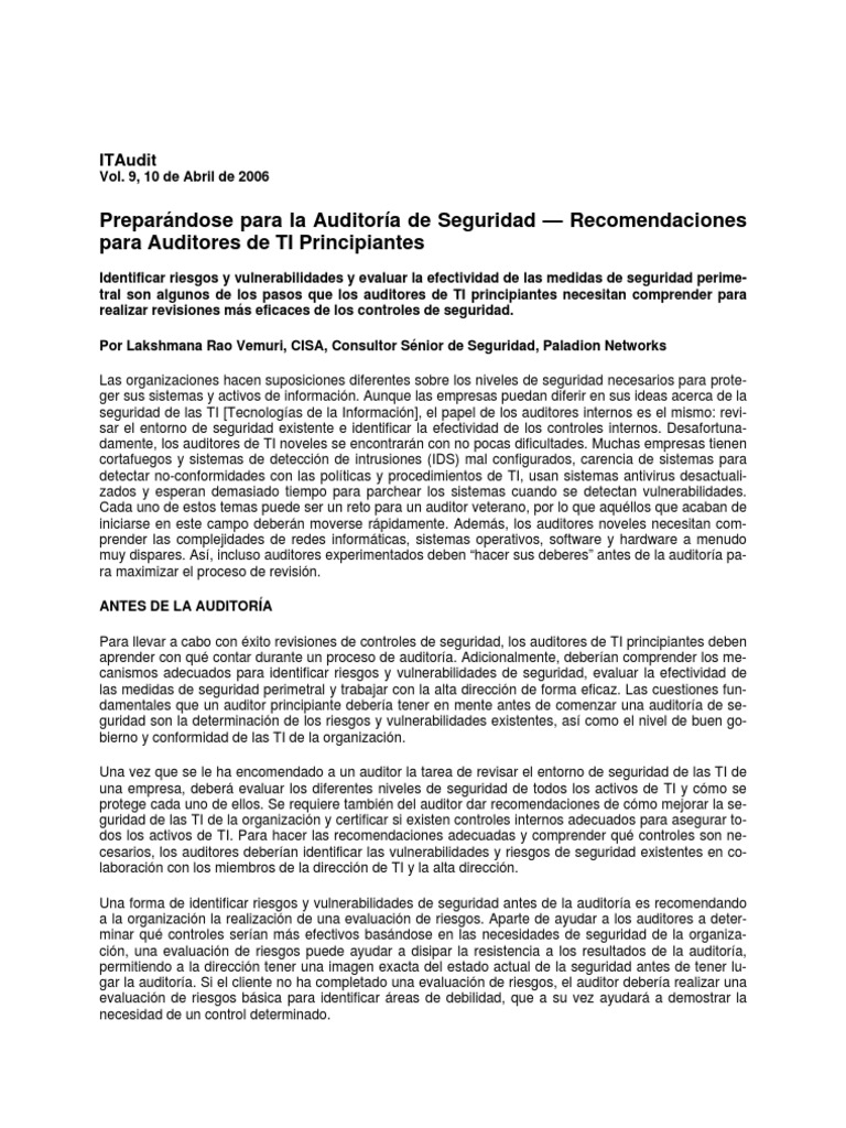 Preparing For The Security Audit | PDF