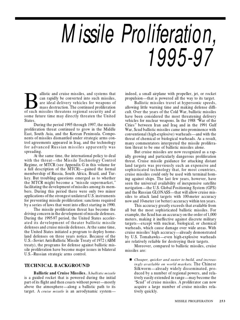 Missile Proliferation 1995-1997 | PDF | Intercontinental Ballistic ...