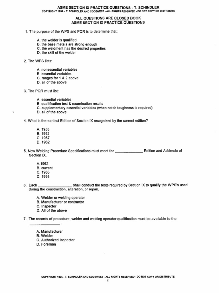86 Section IX Practice Questions-1 PDF | PDF