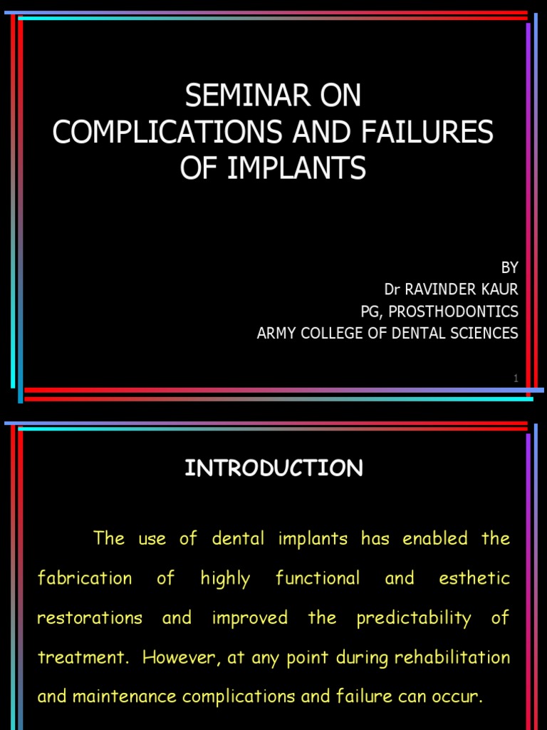 Implant Complications and Management | PDF | Dental Implant | Bone