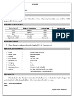 Resume Ujwala Kailas Meshram: I Have 4 Years Work Experience in Hospital (I.C.U. Department)