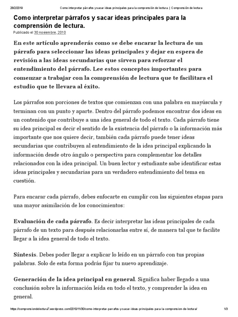 Ideas principales qué son y ejemplos