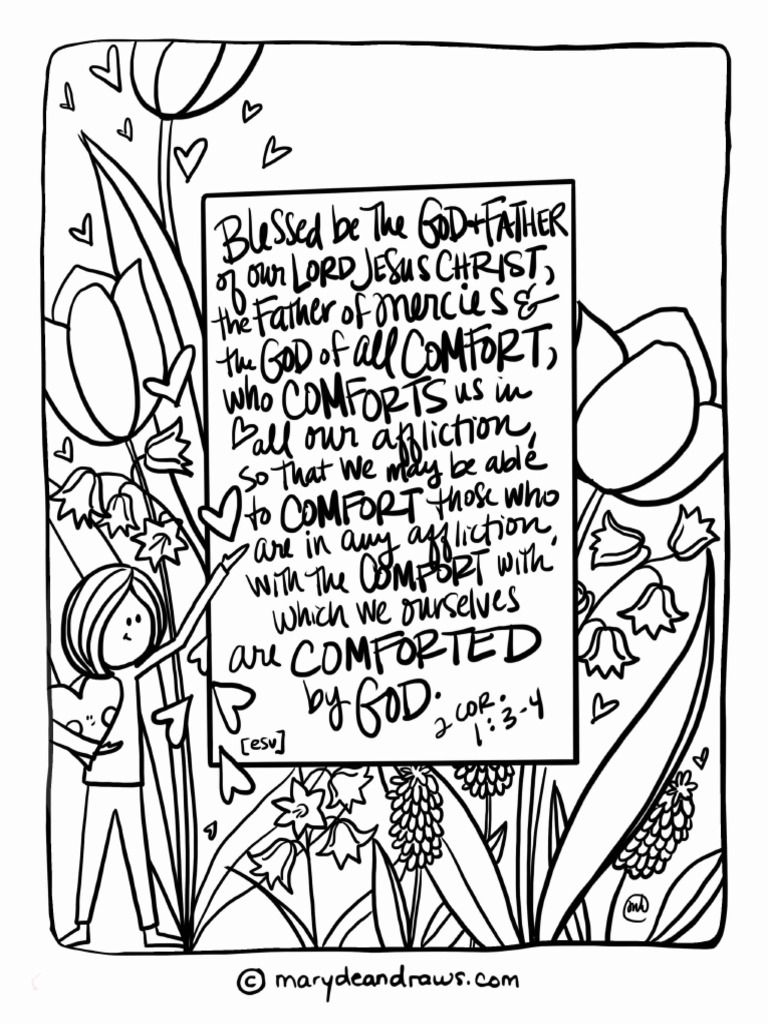 2Cor1 3 4 God of All Comfort Bible Verse Printable Coloring Page ...