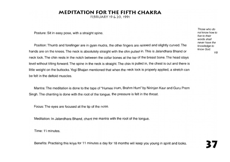 Physical Wisdom Throat Chakra Meditation Its a mantra of interconnectedness of entire universe. scribd