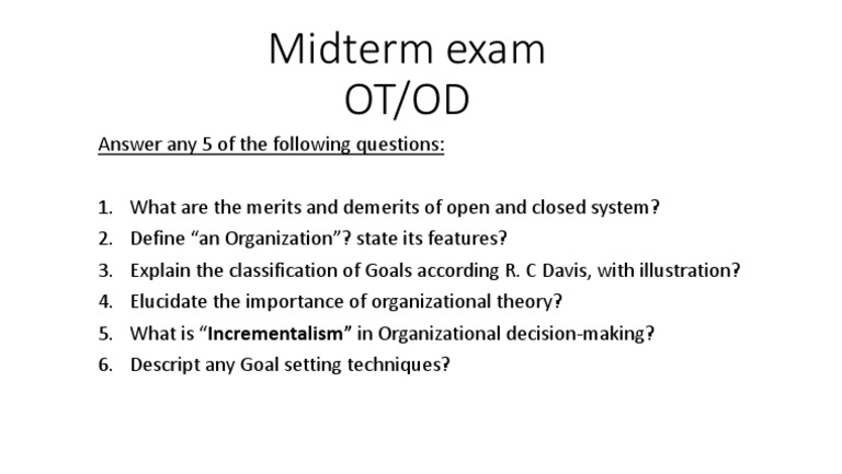 Midterm Exam Ot/Od | PDF