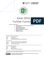 Excel 2016 Further Functions: Course Objectives