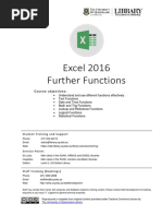 Excel 2016 Further Functions: Course Objectives