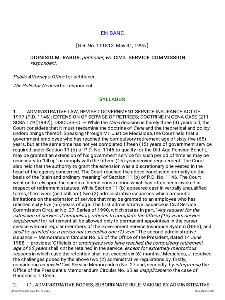 En Banc Syllabus Syllabus PDF Civil Service Solicitor General Of
