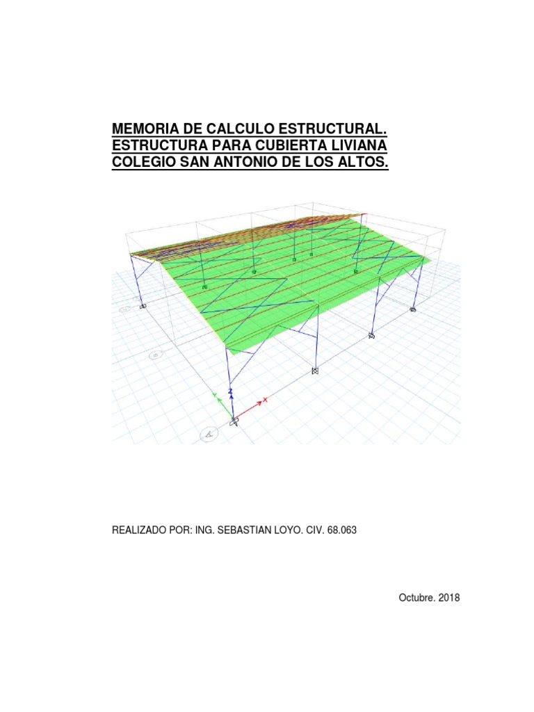 MEMORIA ESTRUCTURA CUBIERTA DE TECHOS SAN ANTONIO DE LOS ALTOS 15-10