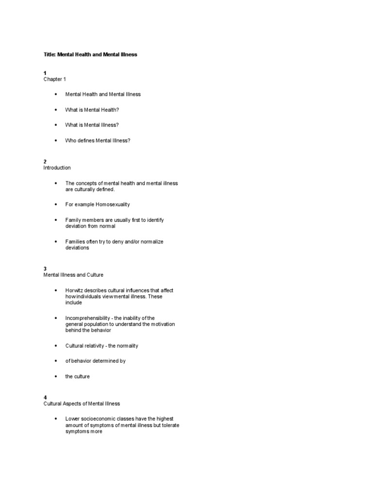 Title: Mental Health and Mental Illness | PDF | Mental Disorder ...