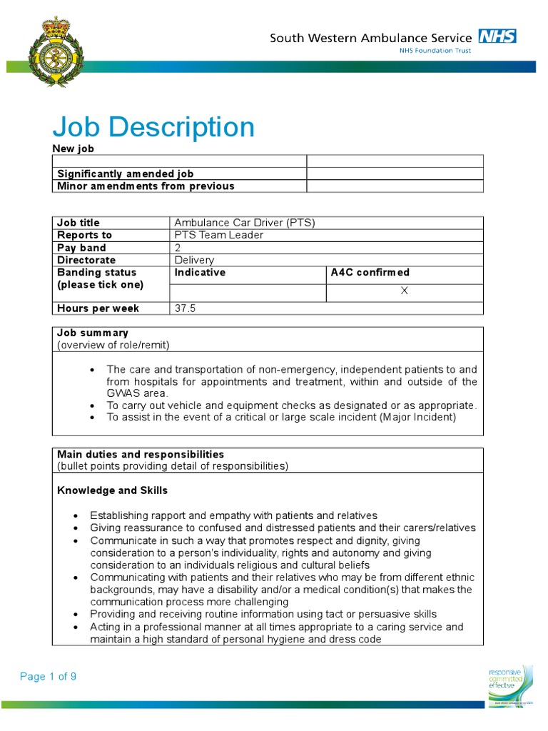 Ambulance Car Driver Role | PDF | Risk Management | Confidentiality