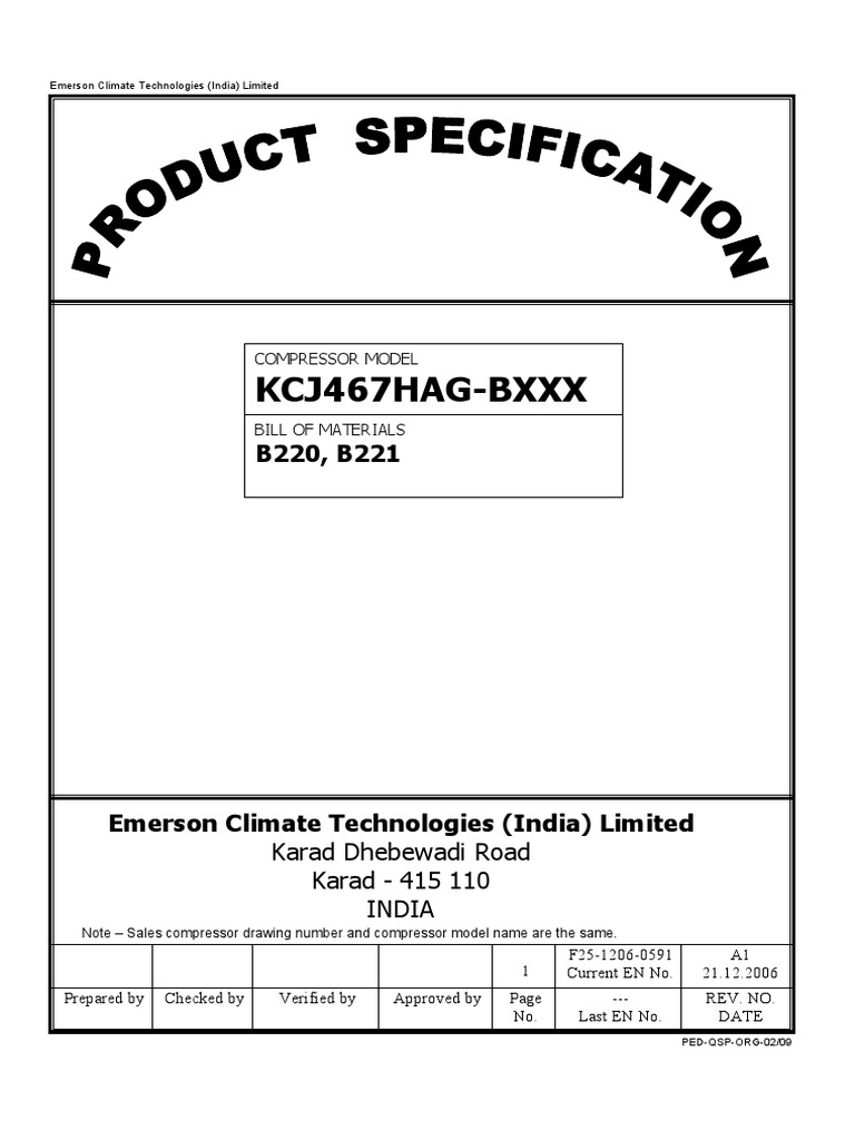 KCJ467HAG-BXXX Compressor Specs | PDF | Air Conditioning | Energy