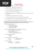 Tech Ed Lab Safety SAFETY QUIZ Page 3-1