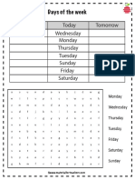 Wednesday Monday Thursday Tuesday Yesterday Today Tomorrow: Days of The Week