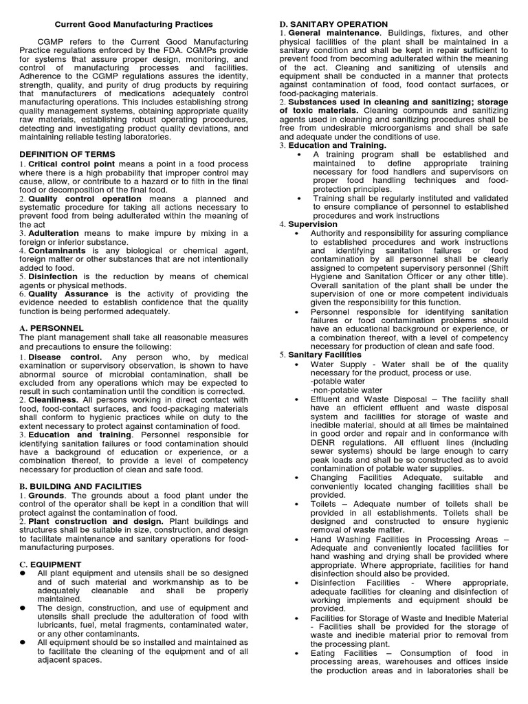 Understanding Current Good Manufacturing Practices | PDF | Emergency ...