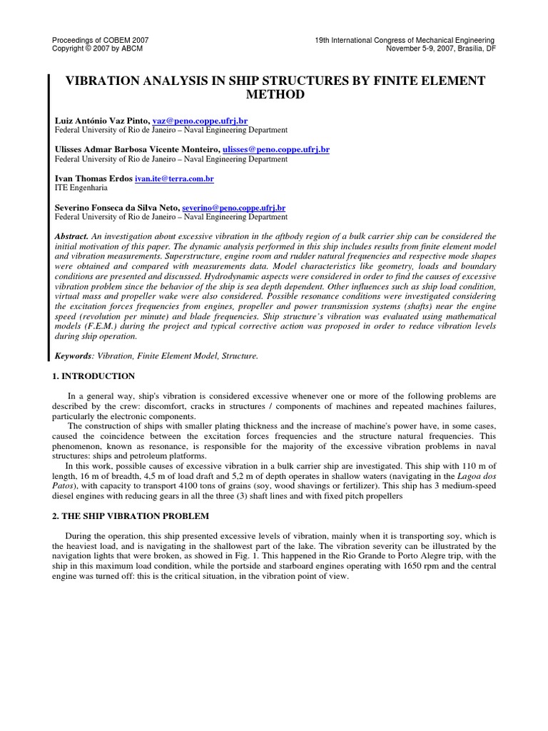 Vibration Analysis in Ship Structures by Finite Element Method | PDF ...