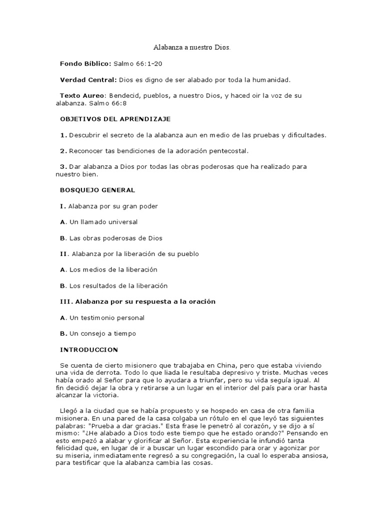 Alabanza A Nuestro Dios | PDF | Salmos | Oración