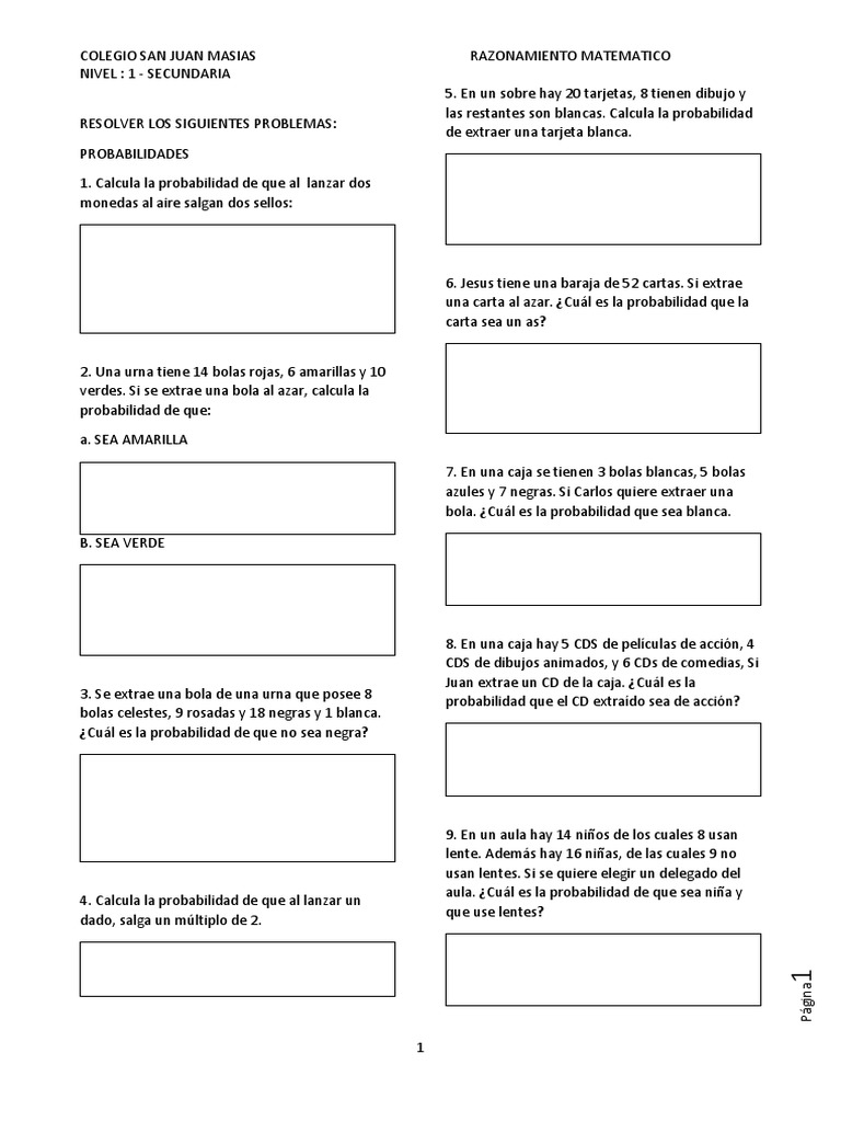 Problemas de Probabilidades y Edades | PDF | Probabilidad | Ocio