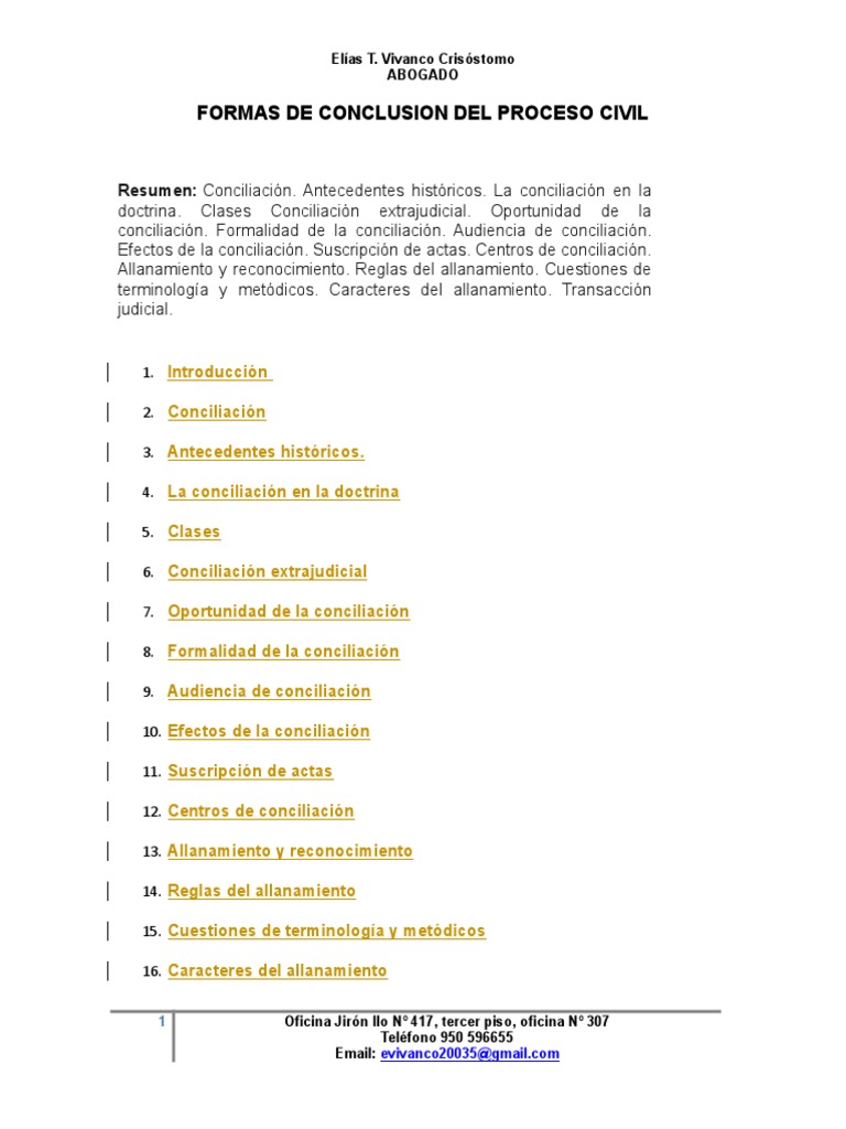 06 Formas de Conclusion Del Proceso Civil | PDF | Ley procesal ...