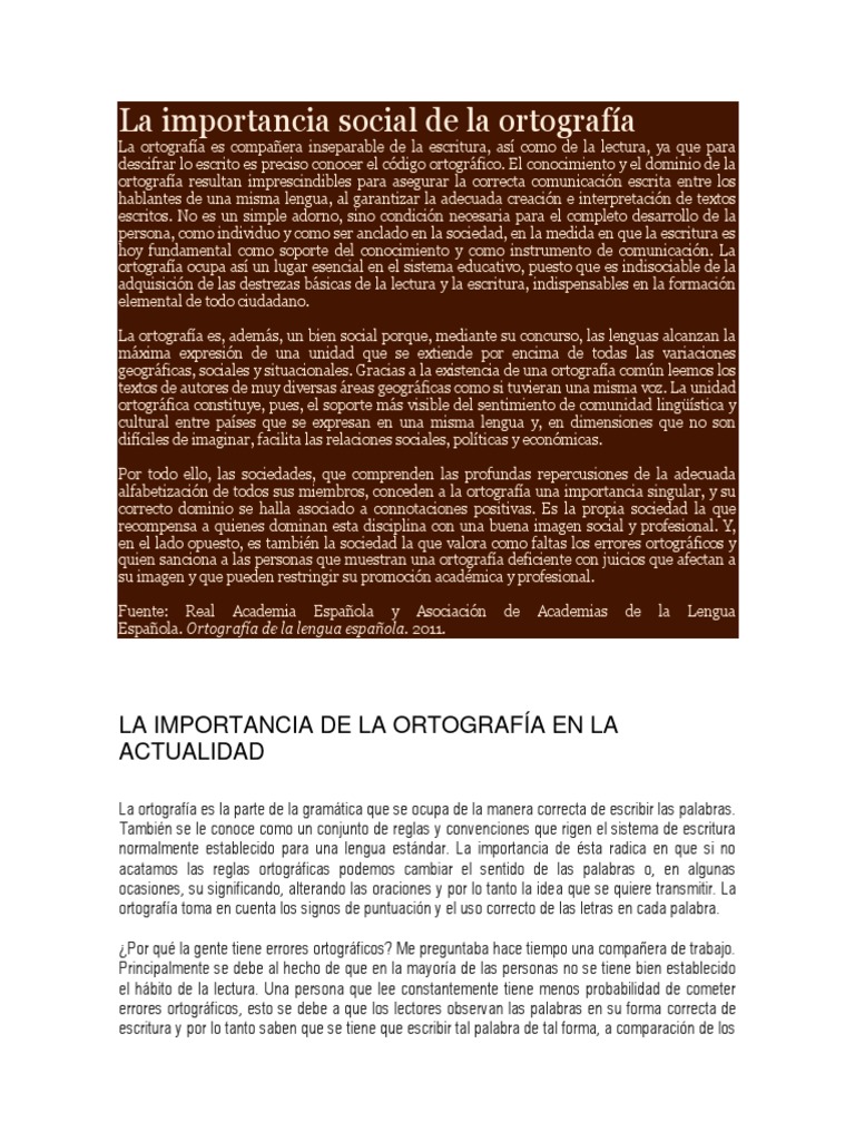 Importancia de la Ortografía en la Escritura | PDF | Escritura | Sociedad