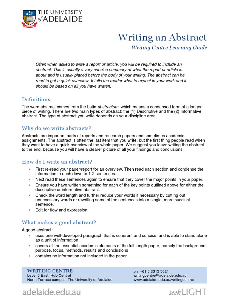 Writing An Abstract PDF | PDF | Abstract (Summary) | Epistemology