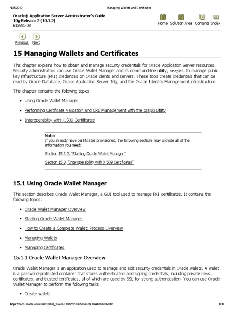 Oracle Application Server Managing Wallets and Certificates PDF