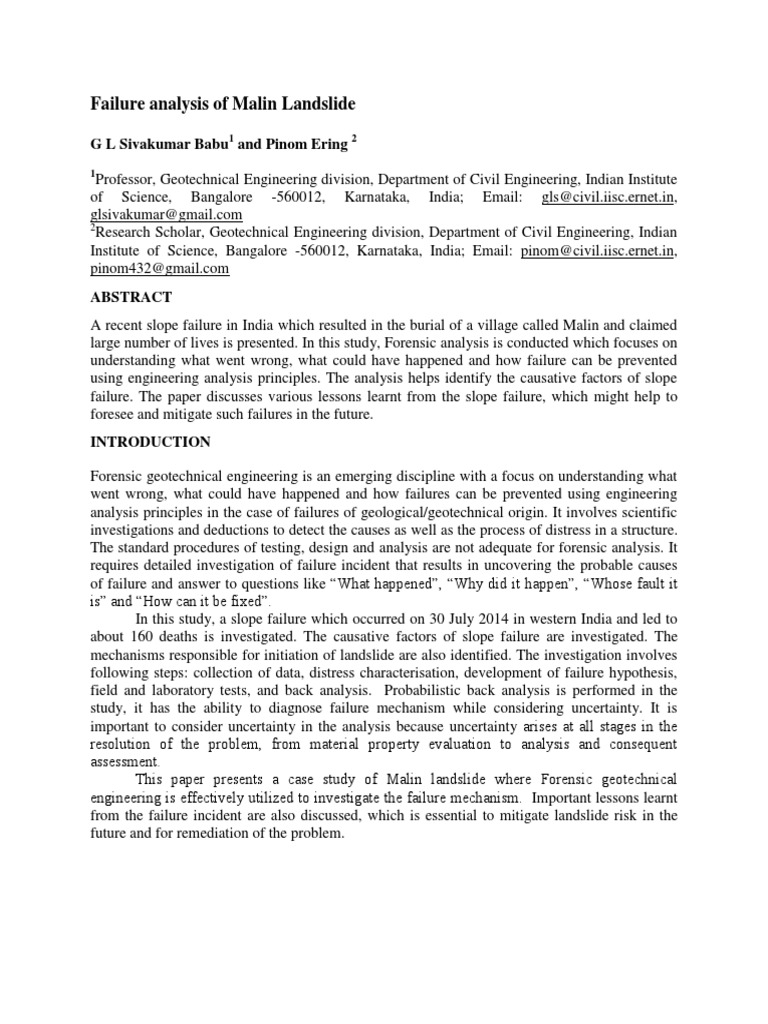 Failure Analysis of Malin Landslide | Download Free PDF | Landslide ...