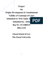 Origin and Development of Contempt of Court Law in India