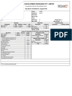 Viridian Development Managers Pvt. Limited: Pay Slip For The Month of August 2018