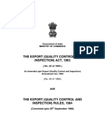 The Export (Quality Control and Inspection) Act, 1963: Government of India Ministry of Commerce