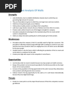 Swot Analysis of Walls 