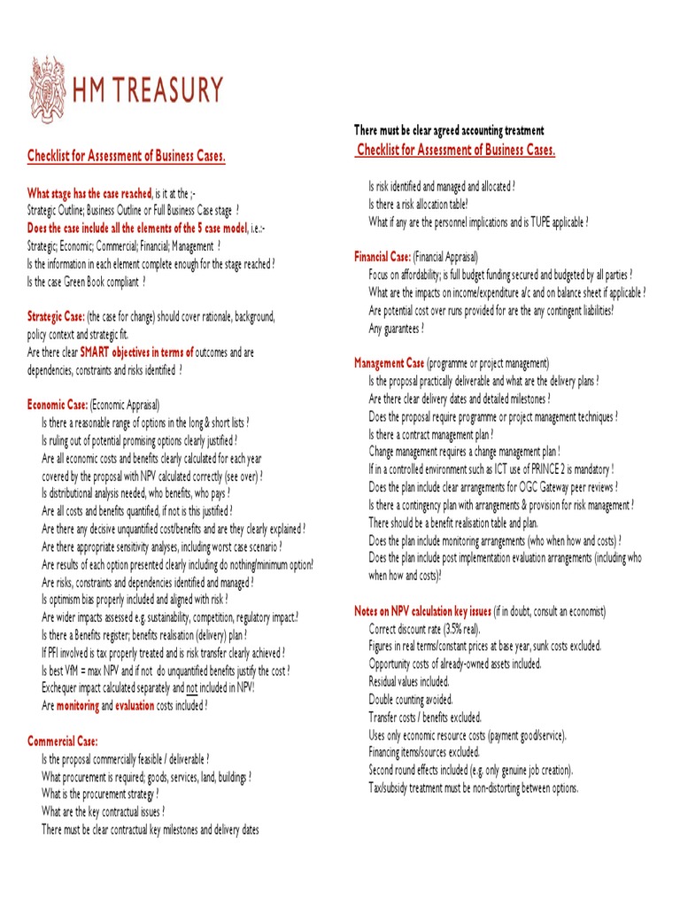Business Case Assessment Checklist | PDF | Risk Management | Project ...