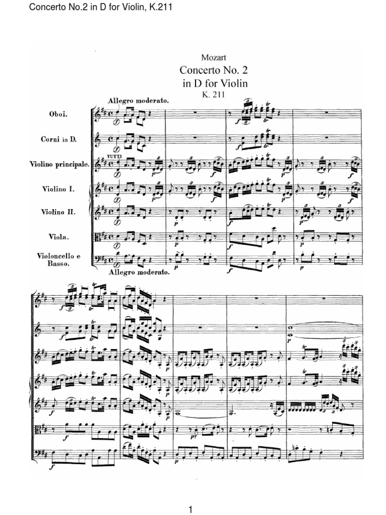 MOZART Violin Concerto Nº2, K211 PDF