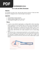 Experiment No 2: The Crank and Slider Mechanism