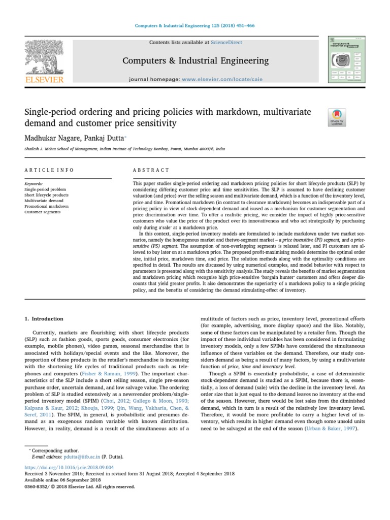 Computers & Industrial Engineering Sciencedirect PDF Demand Pricing